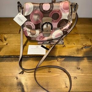 NWT Coach Soho Snap Flap mini Crossbody Bag Multicolor Pink Signature Y2K